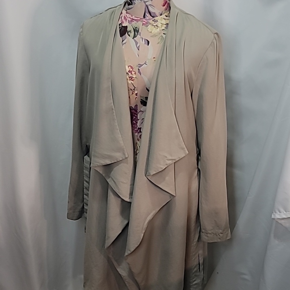 CAROLINA BELLE Waterfall Front Open Side Slit Trench 100% TENCEL Coat Lightweigh